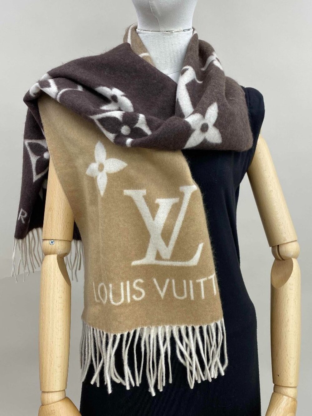 Louis Vuitton Tan and Brown Monogram Scarf